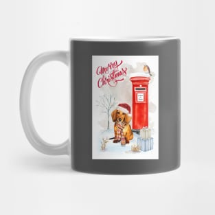 Red Dachshund Puppy Merry Christmas Santa Dog Mug